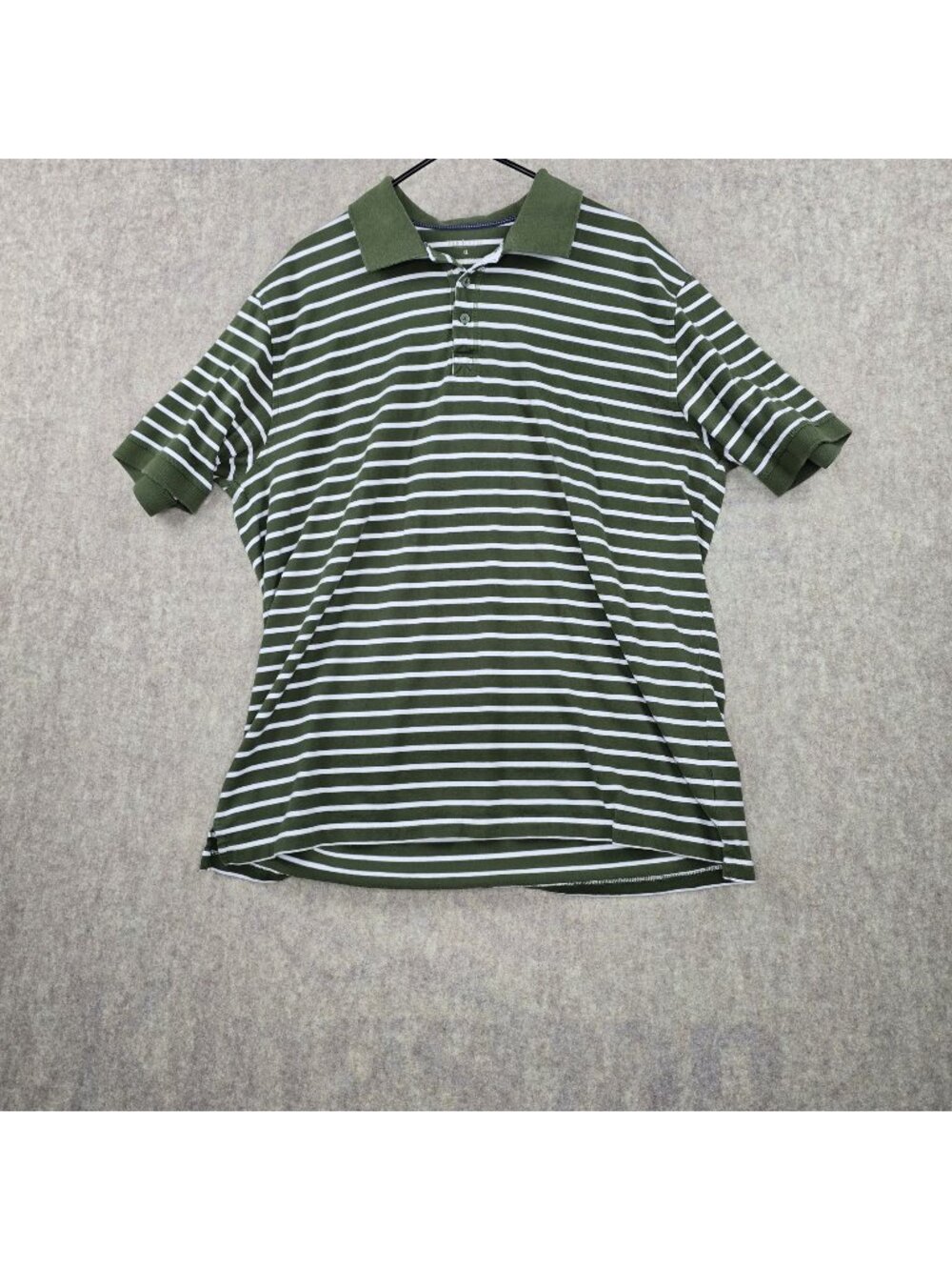 Van Heusen Men's Polo Shirt Green & White Stripes XL 100% Cotton Classic Fit - Picture 1 of 6